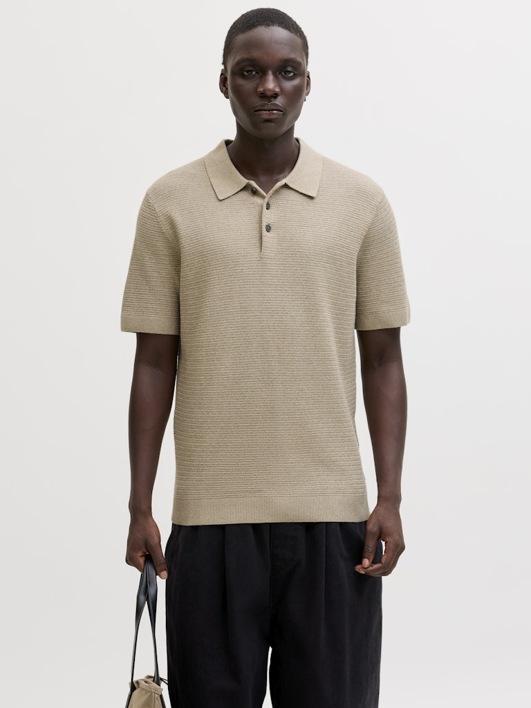 JPRBLURILEY Knit Polo-Shirt - Lemon Pepper